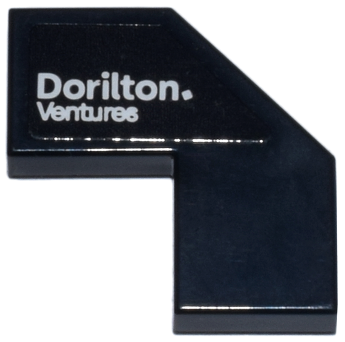 Tile, Modified Facet 2 x 2 with White 'Dorilton Ventures' Pattern Model Right Side (Sticker) - Set 77249