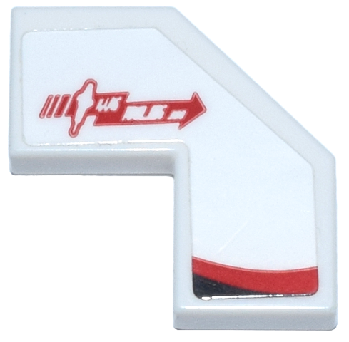 Tile, Modified Facet 2 x 2 with Red Arrow Haas Tooling.com Logo and Black Stripe Pattern Model Right Side (Sticker) - Set 77250