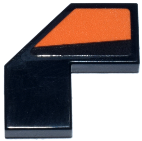 Tile, Modified Facet 2 x 2 with Orange Panel Pattern Model Left Side (Sticker) - Set 77251