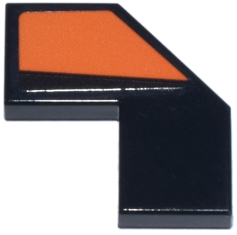 Tile, Modified Facet 2 x 2 with Orange Panel Pattern Model Right Side (Sticker) - Set 77251