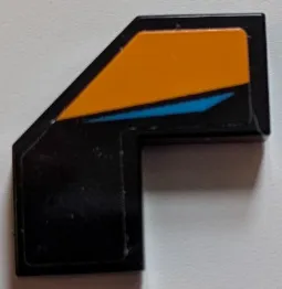 Tile, Modified Facet 2 x 2 with Orange Panel and Dark Azure Stripe Pattern Model Left Side (Sticker) - Set 76919