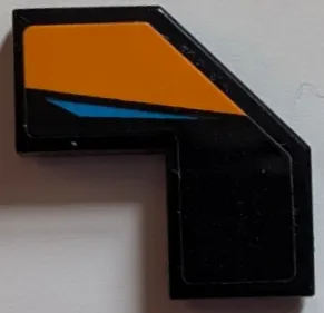 Tile, Modified Facet 2 x 2 with Orange Panel and Dark Azure Stripe Pattern Model Right Side (Sticker) - Set 76919
