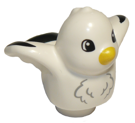 Duplo Bird with Black Wing Tips, Yellow Beak Pattern (Seagull)