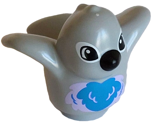 Duplo Bird with Dark Azure and Lavender Chest Feathers, Black Beak, White Eye Borders Pattern