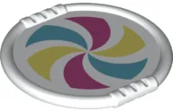 Duplo Utensil Disk with Magenta, Bright Light Yellow, and Medium Azure Pinwheel Pattern