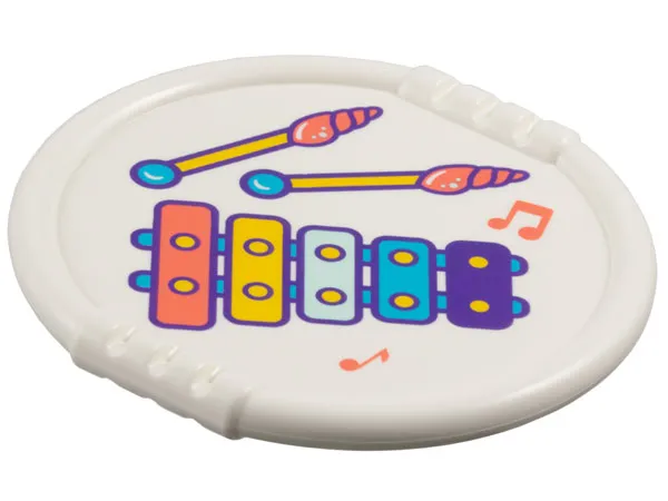 Duplo Utensil Disk with Coral, Bright Light Orange, Bright Light Blue, Dark Azure, Dark Purple Xylophone, Shell Mallets and Music Notes Pattern