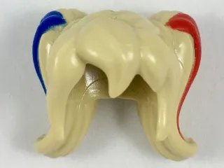 Mini Doll, Hair Full Bangs and 2 Long Pigtails with Red and Blue Highlights Pattern