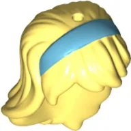 Mini Doll, Hair Female Long Wavy with Bangs and Dark Azure Headband Pattern