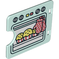 Duplo Door / Window Pane 1 x 4 x 3 with Semi Oval Cutout with Cupcakes Baking in Oven Pattern