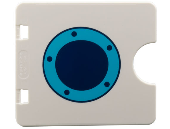 Duplo Door / Window Pane 1 x 4 x 3 with Semi Oval Cutout with Medium Azure and Dark Blue Porthole Pattern