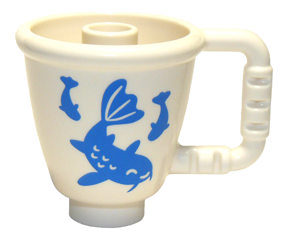 Duplo Utensil Cup with Stud Inside with Blue Koi Fish Pattern