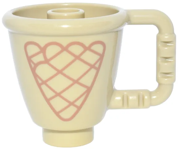 Duplo Utensil Cup with Stud Inside with Nougat Ice Cream Waffle Cone Pattern