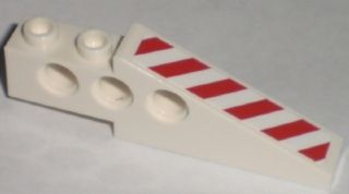 Technic Slope 6 x 1 x 1 2/3 with Red and White Danger Stripes Pattern Left (Sticker) - Set 7207