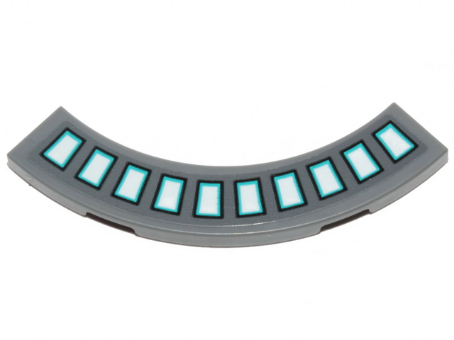 Tile, Round Corner 4 x 4 Macaroni with Blue and White Rectangles (SW Lights) Pattern (Sticker) - Set 75319