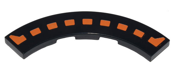 Tile, Round Corner 4 x 4 Macaroni with Orange Dotted Line and Arrows Pattern