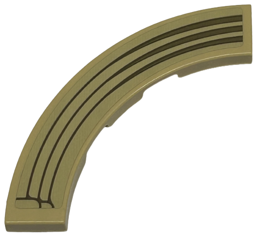 Tile, Round Corner 4 x 4 Macaroni with Dark Tan Curved Arch Pattern Model Left Side (Sticker) - Set 76413