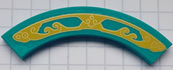 Tile, Round Corner 4 x 4 Macaroni with Yellow Swirls with Gold Outline Pattern (Sticker) - Set 80111