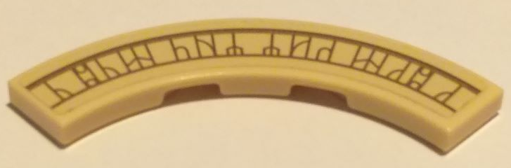 Tile, Round Corner 4 x 4 Macaroni with Dark Tan Runes and Curved Lines Pattern (Sticker) - Set 75326