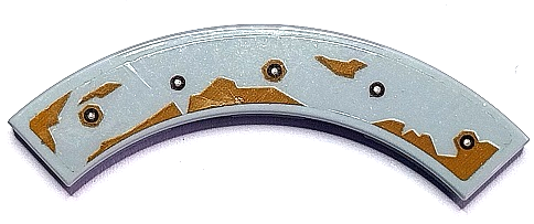 Tile, Round Corner 4 x 4 Macaroni with 5 Rivets and Medium Nougat Rust Pattern Model Left Side (Sticker) - Set 70425