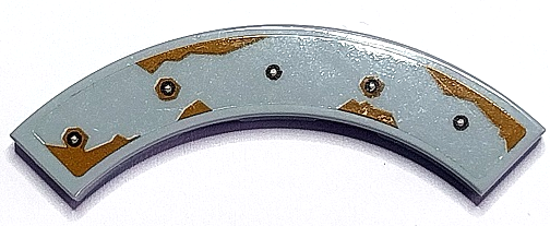 Tile, Round Corner 4 x 4 Macaroni with 5 Rivets and Medium Nougat Rust Pattern Model Right Side (Sticker) - Set 70425