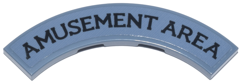 Tile, Round Corner 4 x 4 Macaroni with Black 'AMUSEMENT AREA' Pattern (Sticker) - Set 76271