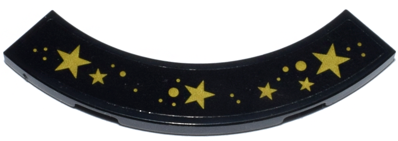 Tile, Round Corner 4 x 4 Macaroni with Gold Stars and Dots Pattern (Sticker) - Set 71837