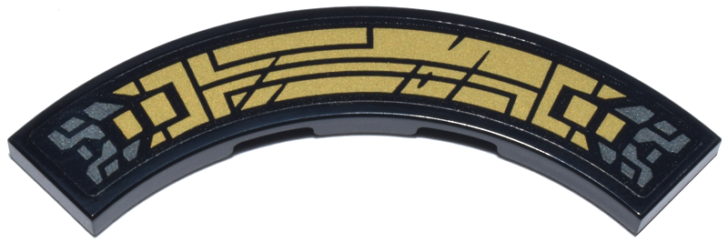 Tile, Round Corner 4 x 4 Macaroni with Pearl Gold and Silver Mechanical Panels and Clasps Pattern (Sticker) - Set 71832