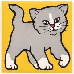 Duplo, Tile 2 x 2 x 1 with Cat Mosaic Picture 07 Pattern