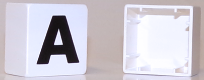 Duplo, Tile 2 x 2 x 1 with Black Capital Letter A Pattern