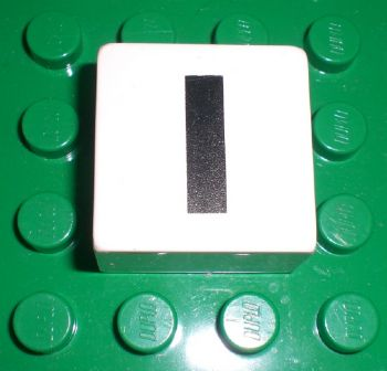 Duplo, Tile 2 x 2 x 1 with Black Capital Letter I Pattern