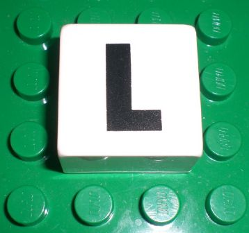 Duplo, Tile 2 x 2 x 1 with Black Capital Letter L Pattern