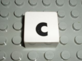 Duplo, Tile 2 x 2 x 1 with Black Lowercase Letter c Pattern