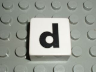 Duplo, Tile 2 x 2 x 1 with Black Lowercase Letter d Pattern