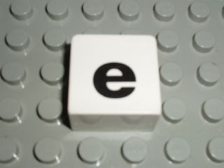 Duplo, Tile 2 x 2 x 1 with Black Lowercase Letter e Pattern