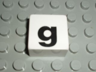 Duplo, Tile 2 x 2 x 1 with Black Lowercase Letter g Pattern
