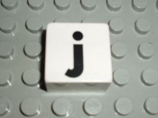 Duplo, Tile 2 x 2 x 1 with Black Lowercase Letter j Pattern