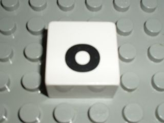Duplo, Tile 2 x 2 x 1 with Black Lowercase Letter o Pattern