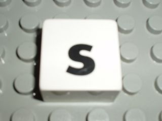 Duplo, Tile 2 x 2 x 1 with Black Lowercase Letter s Pattern