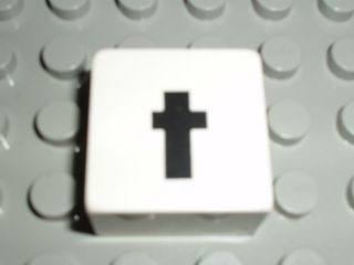 Duplo, Tile 2 x 2 x 1 with Black Lowercase Letter t Pattern