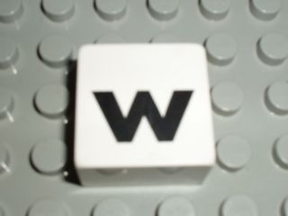 Duplo, Tile 2 x 2 x 1 with Black Lowercase Letter w Pattern