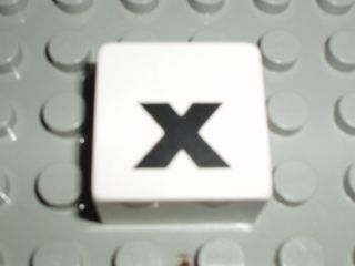 Duplo, Tile 2 x 2 x 1 with Black Lowercase Letter x Pattern