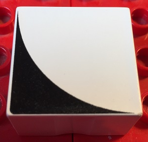 Duplo, Tile 2 x 2 x 1 with Shape Black Inverse Quarter Circle Pattern