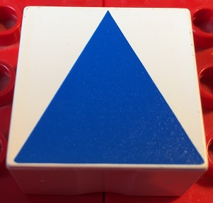 Duplo, Tile 2 x 2 x 1 with Shape Blue Isosceles Triangle Pattern