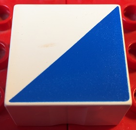 Duplo, Tile 2 x 2 x 1 with Shape Blue Right Triangle Pattern