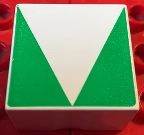 Duplo, Tile 2 x 2 x 1 with Shape Green Inverse Isosceles Triangle Pattern