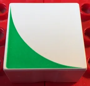 Duplo, Tile 2 x 2 x 1 with Shape Green Inverse Quarter Circle Pattern