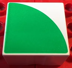 Duplo, Tile 2 x 2 x 1 with Shape Green Quarter Circle Pattern