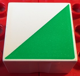 Duplo, Tile 2 x 2 x 1 with Shape Green Right Triangle Pattern