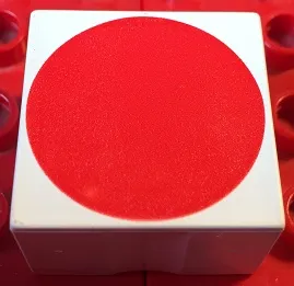 Duplo, Tile 2 x 2 x 1 with Shape Red Circle Pattern