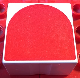 Duplo, Tile 2 x 2 x 1 with Shape Red Inverse Arch Pattern